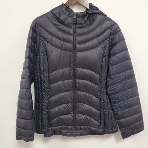 Andrew Marc Womens Packable Lightweight Duck Down Jacket Size L Blue Outdoors